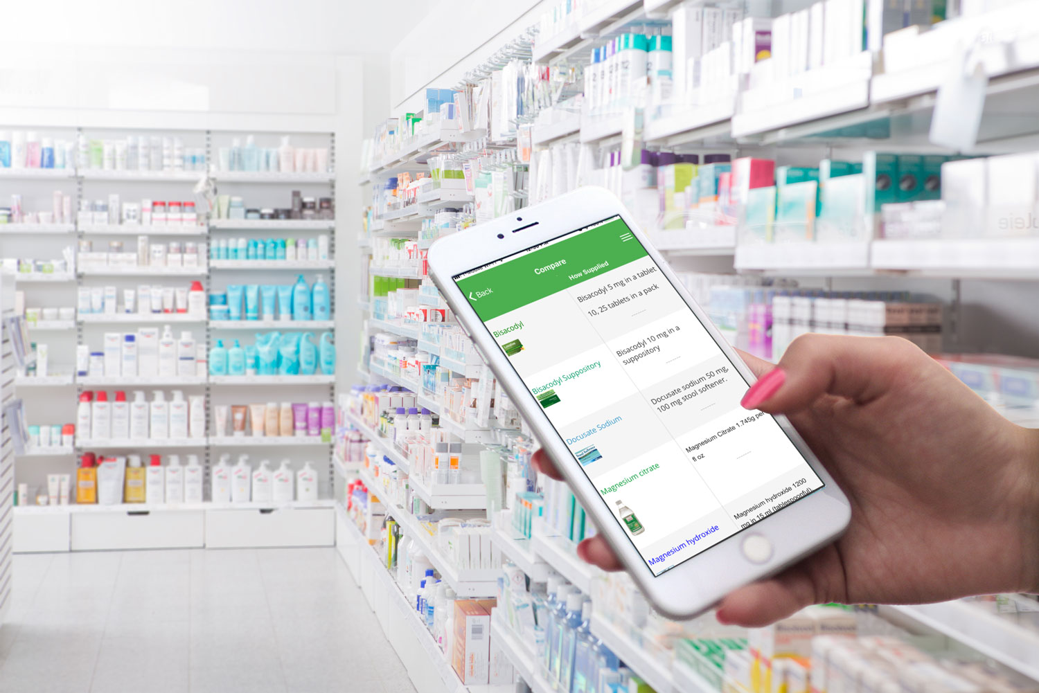 lady using app in store